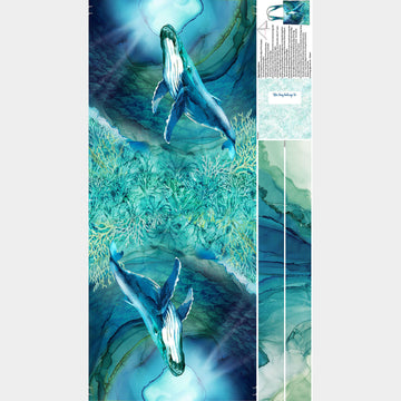 Deep Blue - Whales Tote Bag Dark Blue Multi Panel