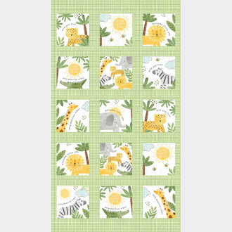 Sunny Safari - Animal Blocks White Multi Panel
