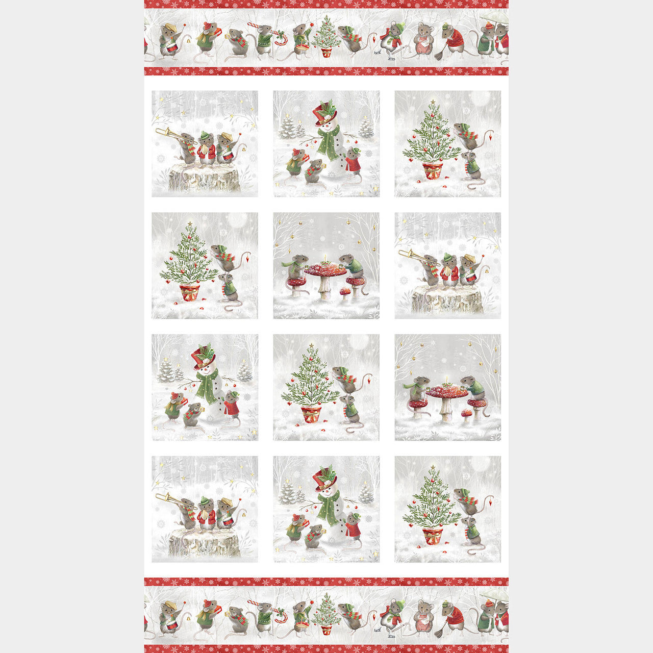 The Christmas Mouse - Cozy Mouse White Multi Block Panel