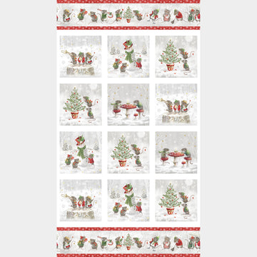 The Christmas Mouse - Cozy Mouse White Multi Block Panel
