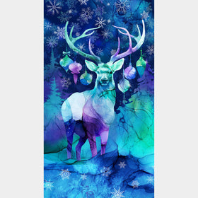 Midwinter Magic - Deer Dark Blue Multi Panel