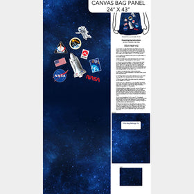 Space Odyssey - Astronaut and Space Icons Backpack Navy Panel