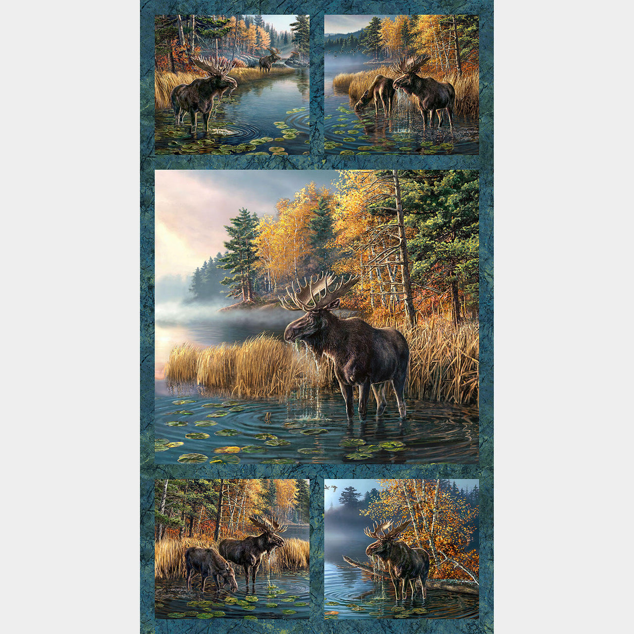 Naturescapes - Autumn Woodland Moose Blue Multi Panel
