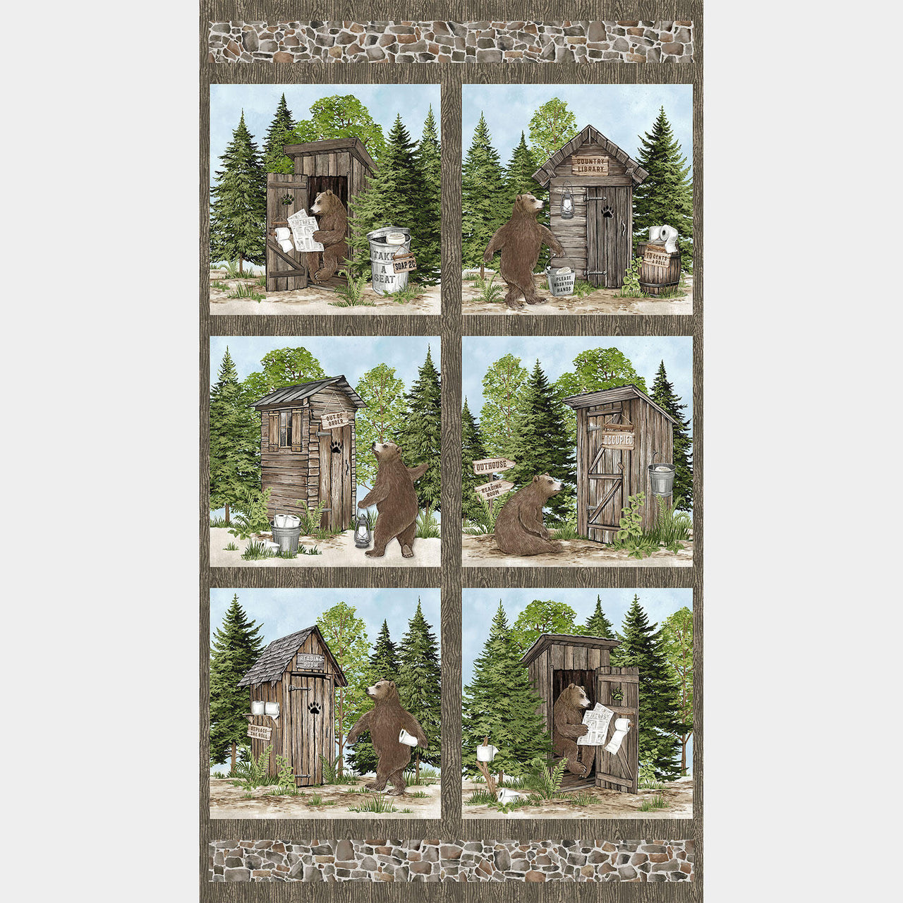 Bear Necessities - Bear Brown Multi Panel