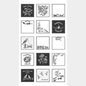 Nature's Sketchbook - Nature Inspired Quilt Label Black and White Panel