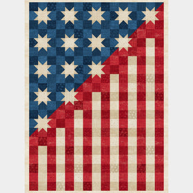American Heartland - USA Flag Patchwork Beige Multi Panel