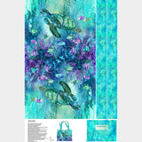 Coral Reef - Sea Turtle Tote Bag Turquoise Panel