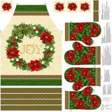 Deck the Halls - Christmas Apron Beige Multi Panel