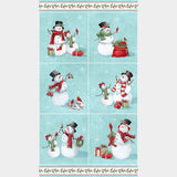 Holly Jolly - Snowmen Blocks Turquoise Multi Panel