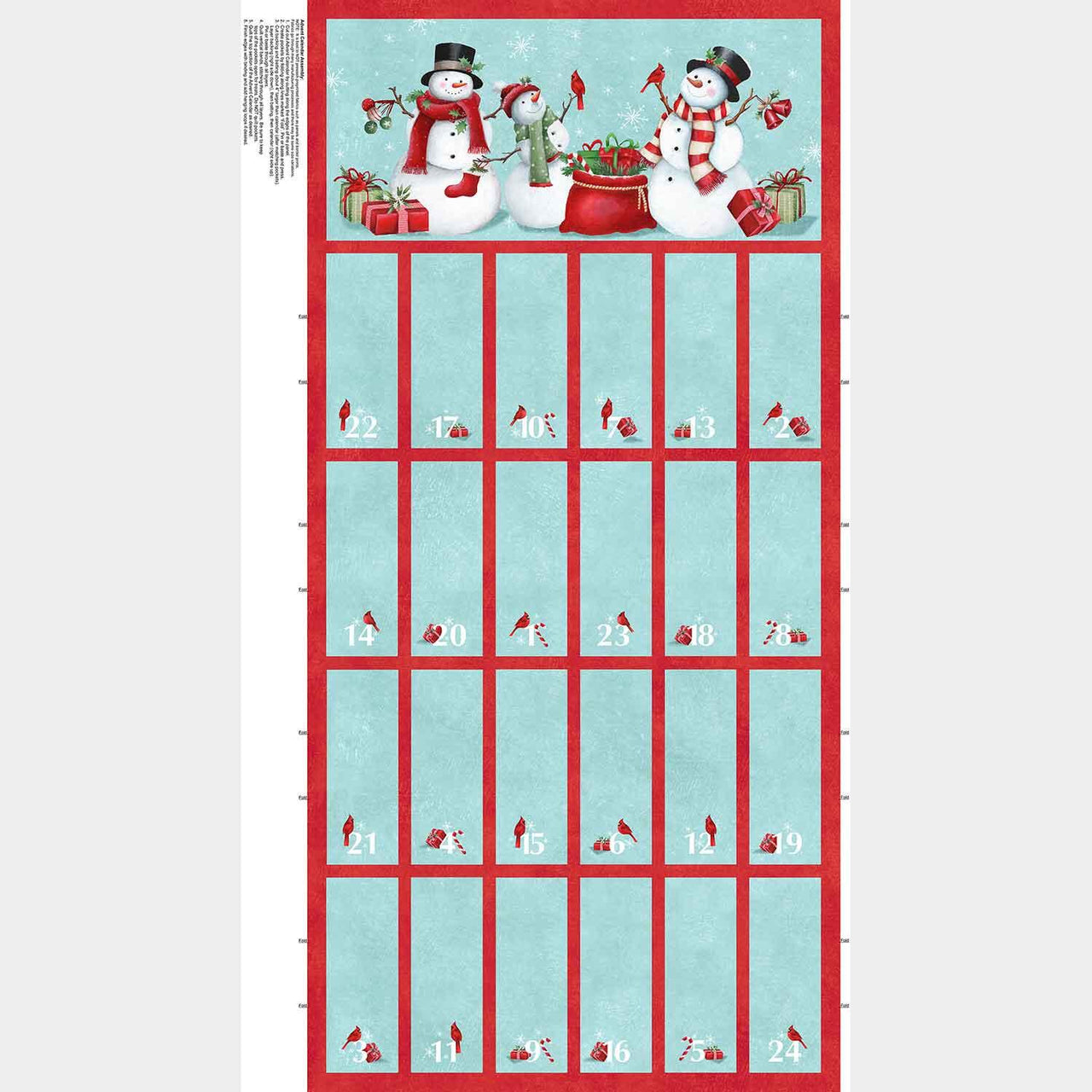 Holly Jolly - Advent Panel Turquoise Multi Yardage