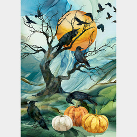 Raven's Call - Raven Tree Teal Multi Digitally Printed Panel