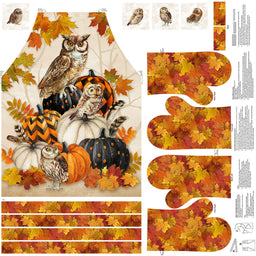 Night Owl - Owl Apron Beige Multi Panel