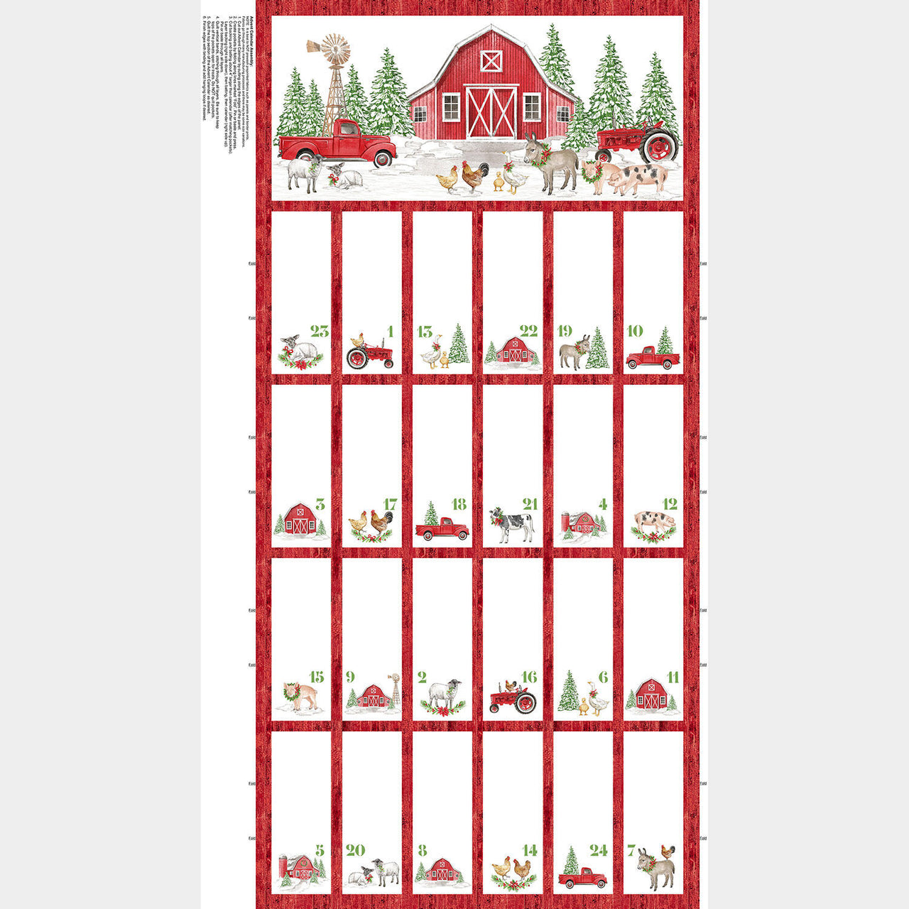 Barnyard Christmas - Farm Advent Red Multi Panel
