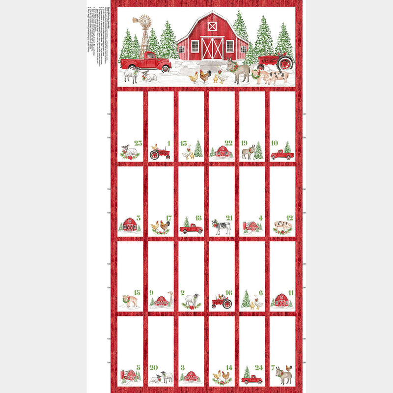 Barnyard Christmas - Farm Advent Red Multi Panel