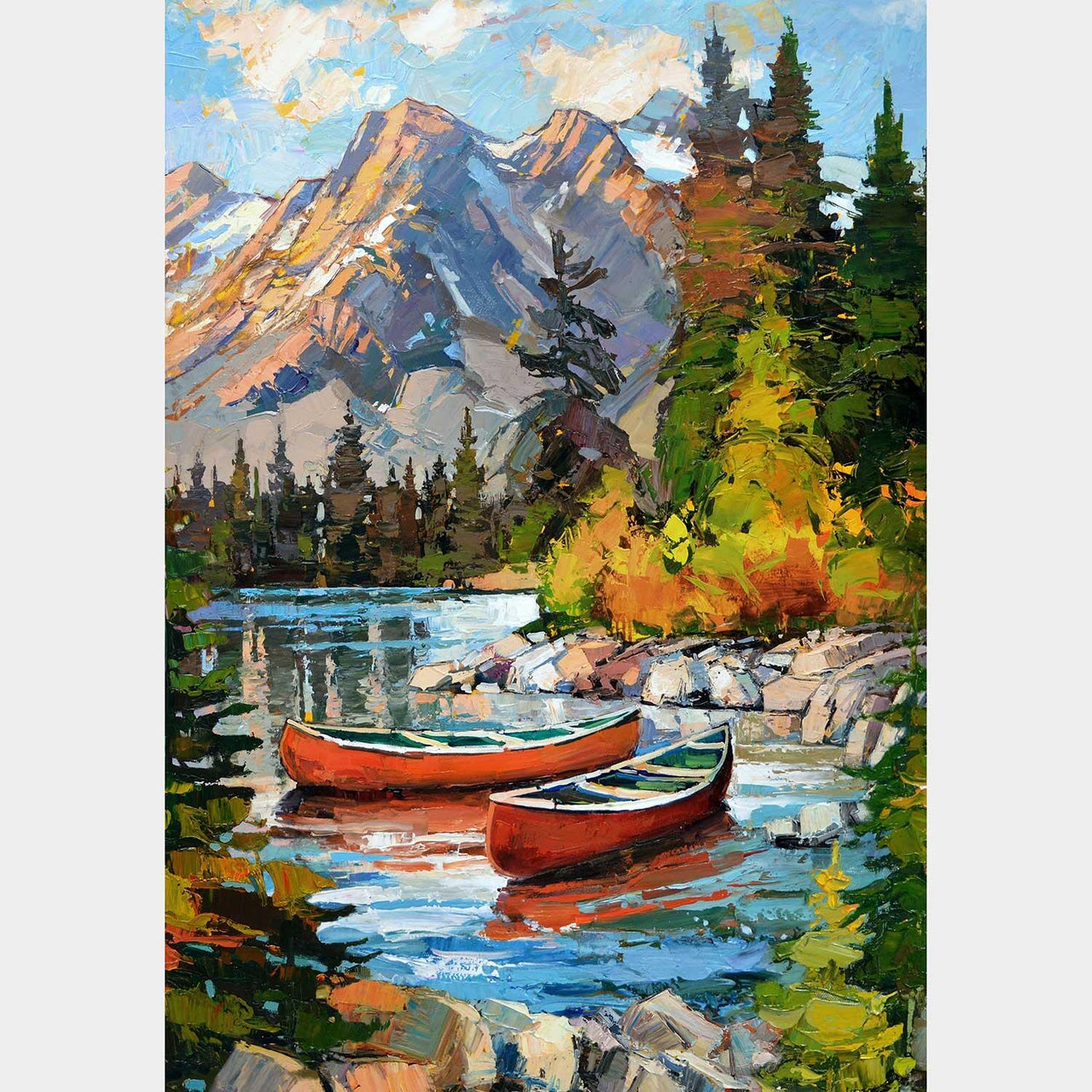 Canoe Lake - Canoe Boat Scenic Blue Multi Panel
