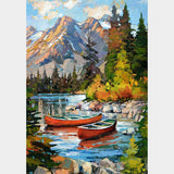Canoe Lake - Canoe Boat Scenic Blue Multi Panel