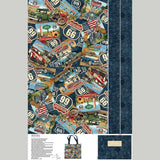 Historic Route 66 - Route 66 Scenic Tote Bag Navy Multi Panel