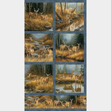 Birchwood - Deer Blocks Medium Blue Multi Panel