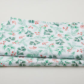 First Frost - Berry and Pine Sprig Allover White 108" Wide 3 Yard Cut