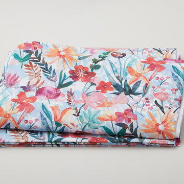 Whispering Gardens - Watercolor Floral Blue/Multi 108" Wide 3 Yard Cut