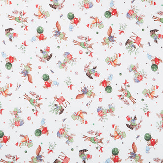 Frost & Fable - Tossed Forest Friends White Yardage