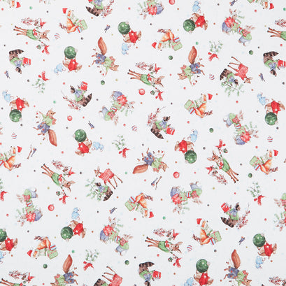 Frost & Fable - Tossed Forest Friends White Yardage