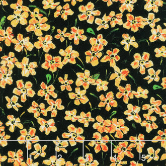 Jona's Garden Forget Me Nots - Black/yellow Yardage