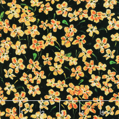 Jona's Garden Forget Me Nots - Black/yellow Yardage