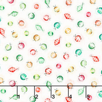 Little Darlings Christmas Ornament Toss - White Yardage