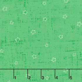 Little Darlings Christmas Star Toss On Linen - Green Yardage