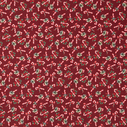 Merry Melody Tossed Candy Canes - Dark Red Yardage