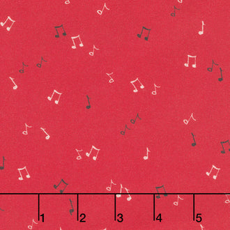 Merry Melody Allover Music Notes - Red Yardage