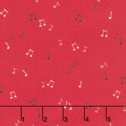 Merry Melody Allover Music Notes - Red Yardage