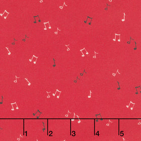 Merry Melody Allover Music Notes - Red Yardage