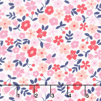 Cherry Patch Packed Floral - White Yardage