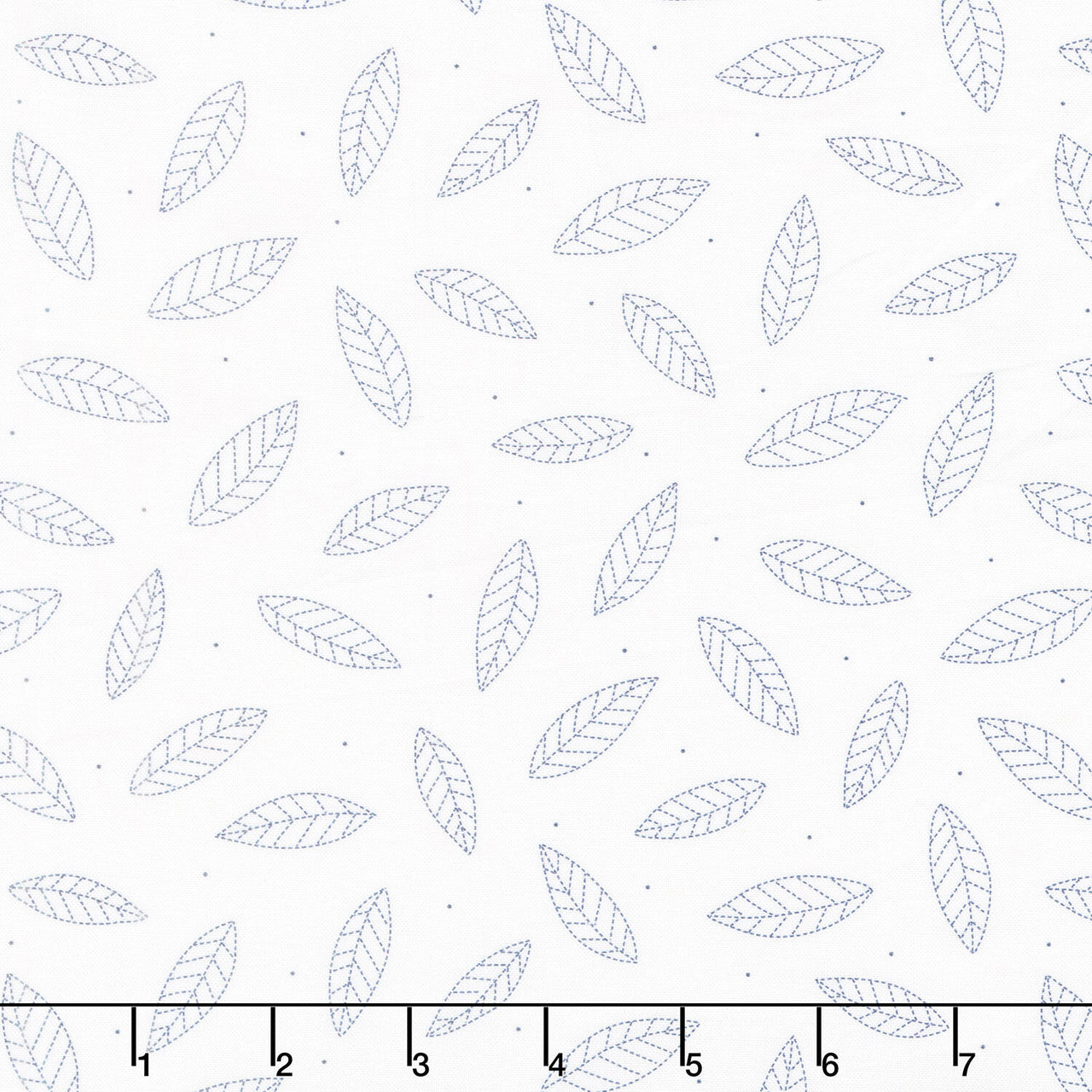 Cherry Patch Tossed Leaves - White/Dark Blue Yardage