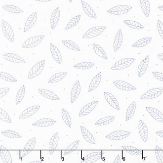 Cherry Patch Tossed Leaves - White/Dark Blue Yardage
