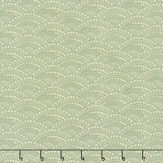 Chicken Scratch Dotty Scallops - Green Yardage