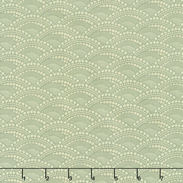 Chicken Scratch Dotty Scallops - Green Yardage