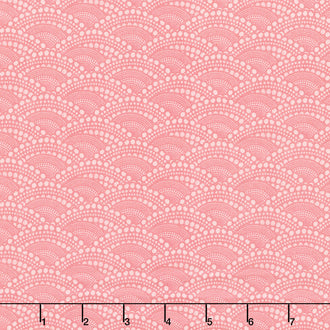 Chicken Scratch Dotty Scallops - Red Yardage