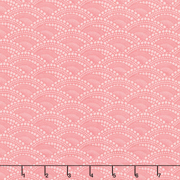 Chicken Scratch Dotty Scallops - Red Yardage