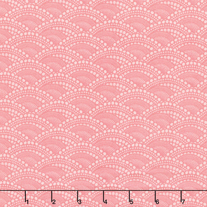 Chicken Scratch Dotty Scallops - Red Yardage