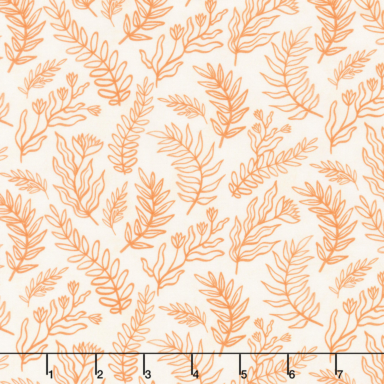 Cyprus Linear Sprigs - Ecru/Orange Yardage