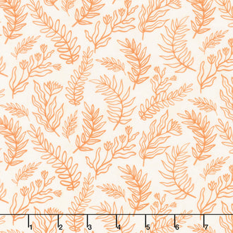 Cyprus Linear Sprigs - Ecru/Orange Yardage