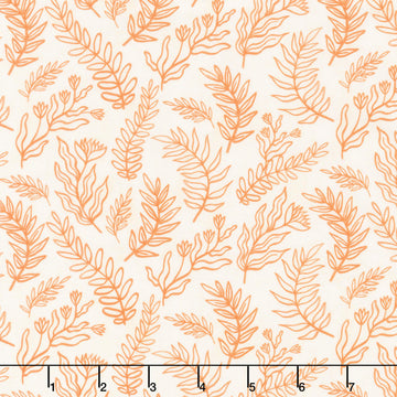 Cyprus Linear Sprigs - Ecru/Orange Yardage