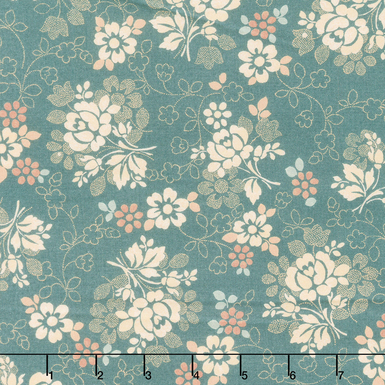 The Heritage Collection Vintage Floral - Dark Teal Yardage