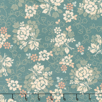 The Heritage Collection Vintage Floral - Dark Teal Yardage
