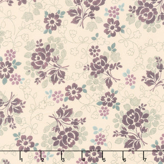 The Heritage Collection Vintage Floral - Ecru/Purple Yardage