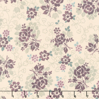 The Heritage Collection Vintage Floral - Ecru/Purple Yardage