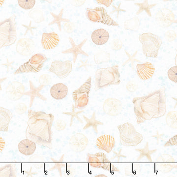Sea Whispers Tossed Shells - White Yardage